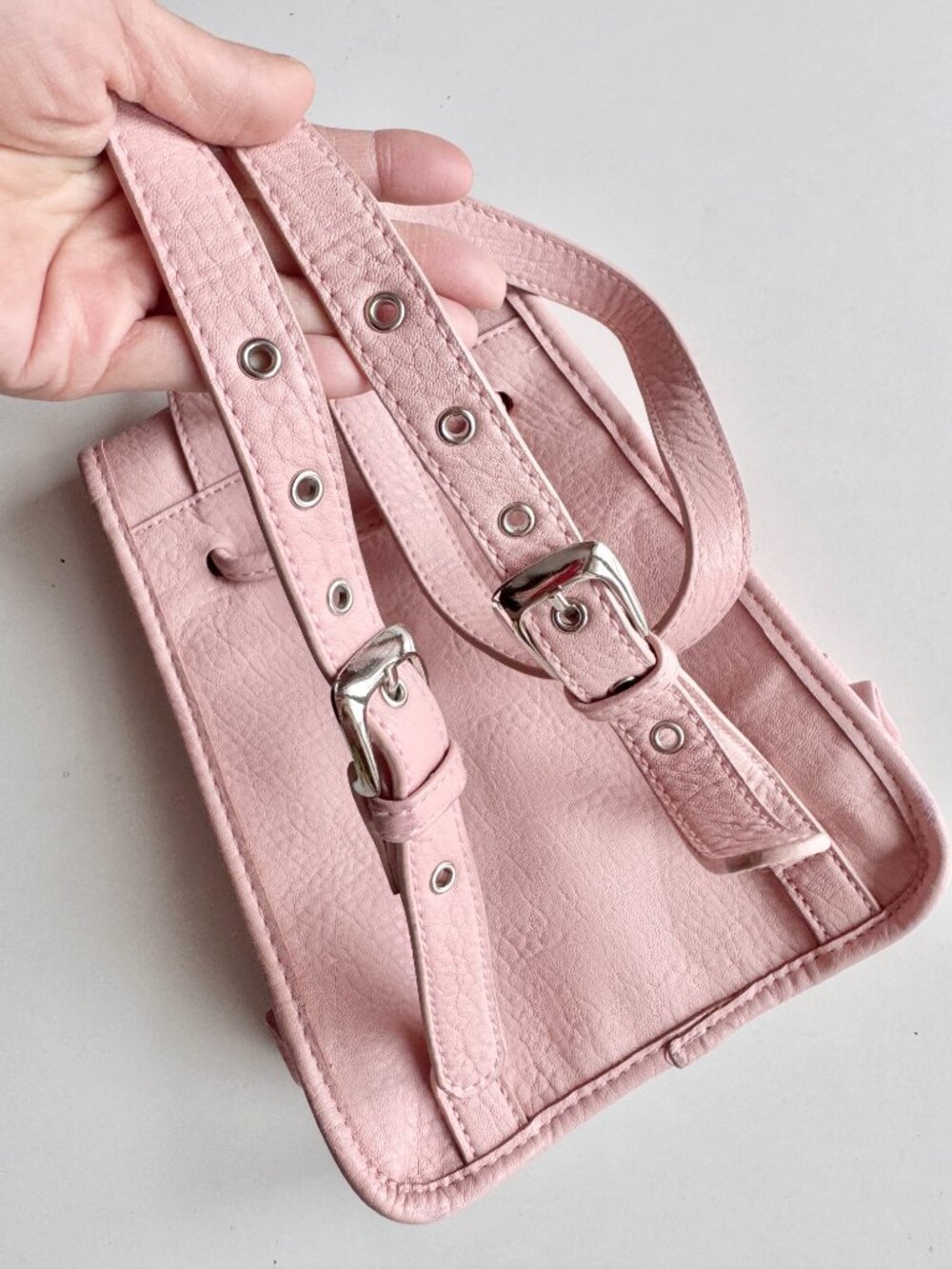FREE PEOPLE Josie Blush Pink Faux Leather Mini Backpack - Picture 6 of 13